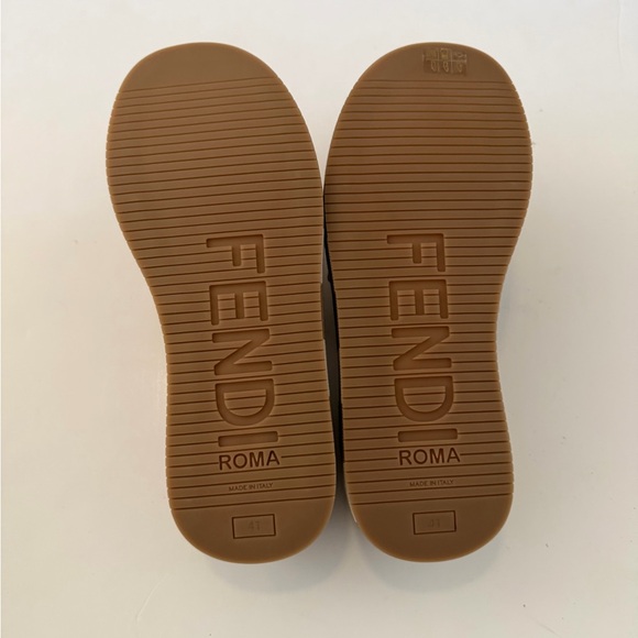 Fendi Sunshine Striped Cotton Platform Sandals With Embroidered Logo